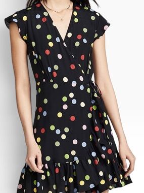 Rails Black Multicolour Polka Dot Wrap Dress